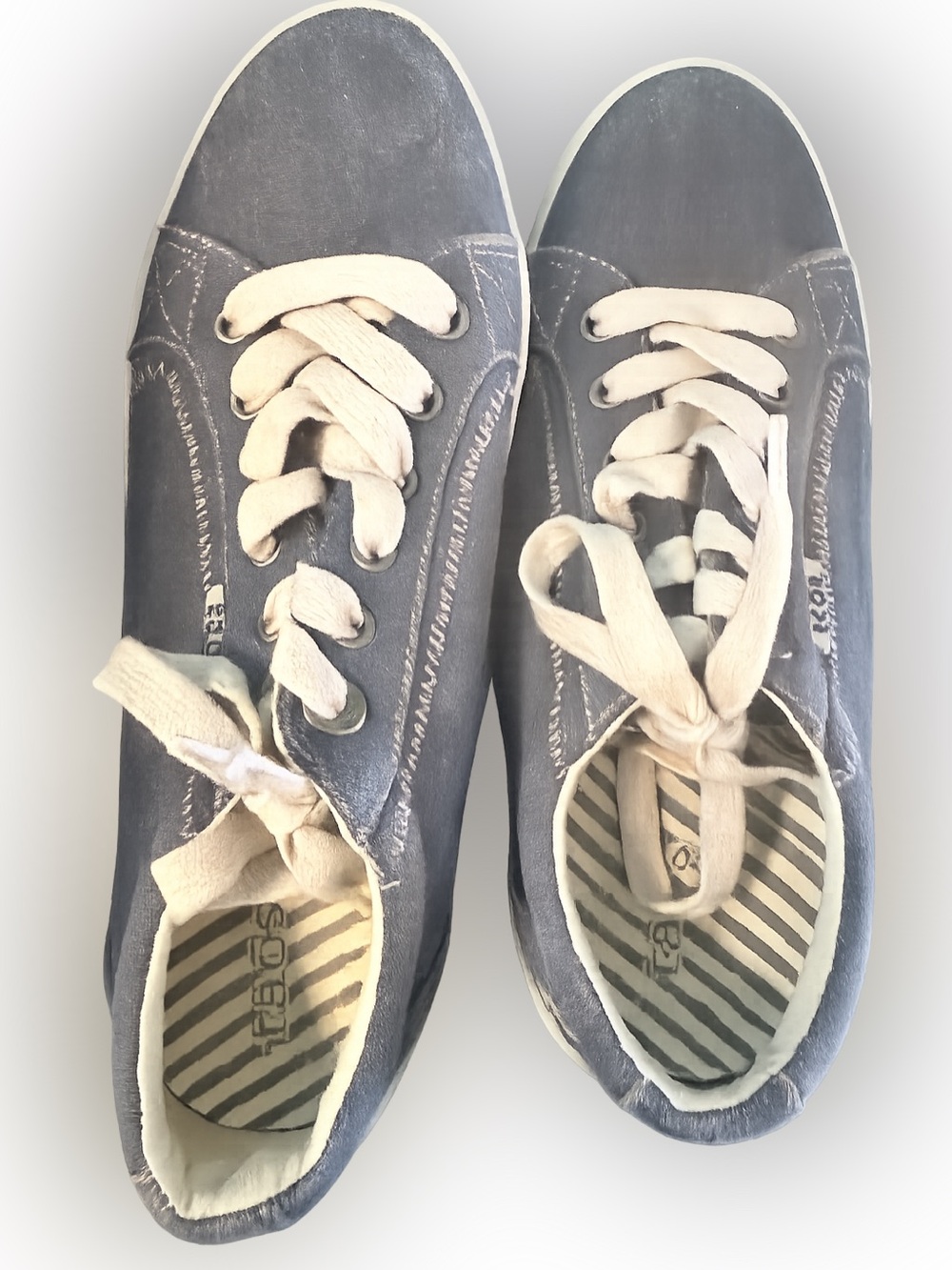 Taos Blue  Canvas Lace-Up Sneakers with Cream Laces